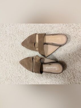 Splendid Taupe Suede Pointed-Toe Slip-On Mules